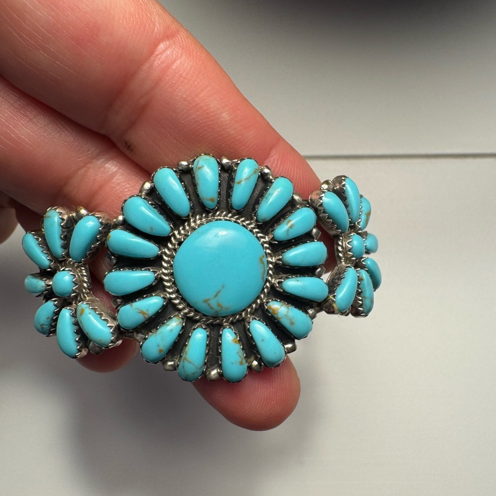 Turquoise Floral Silver Bracelet